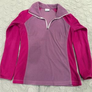 Columbia Women's Two-Tone Pink Half-Zip Fleece Pullover